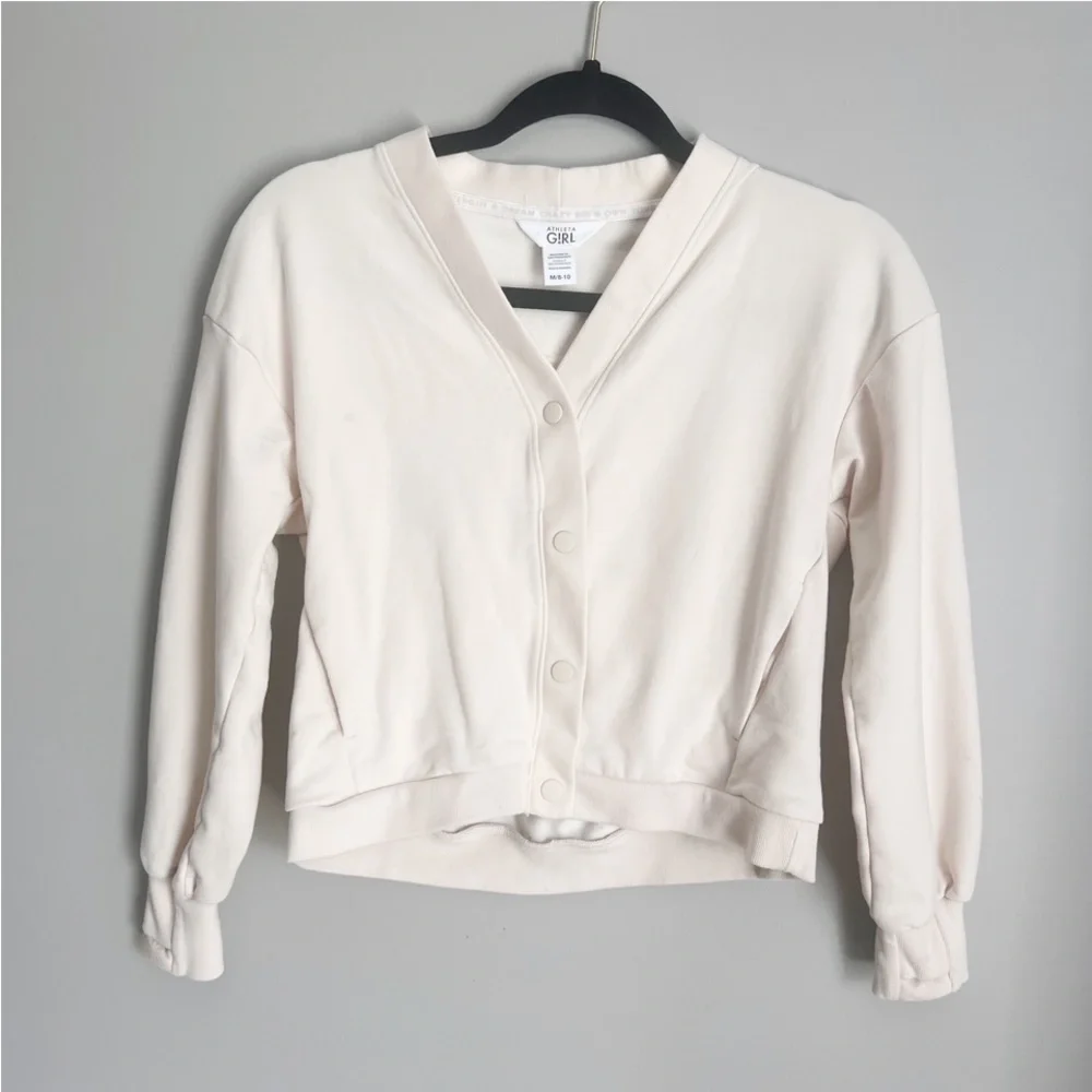 Athleta Girl Cardigan Cardi Jacket size medium 8-10 gym dance cheer layer